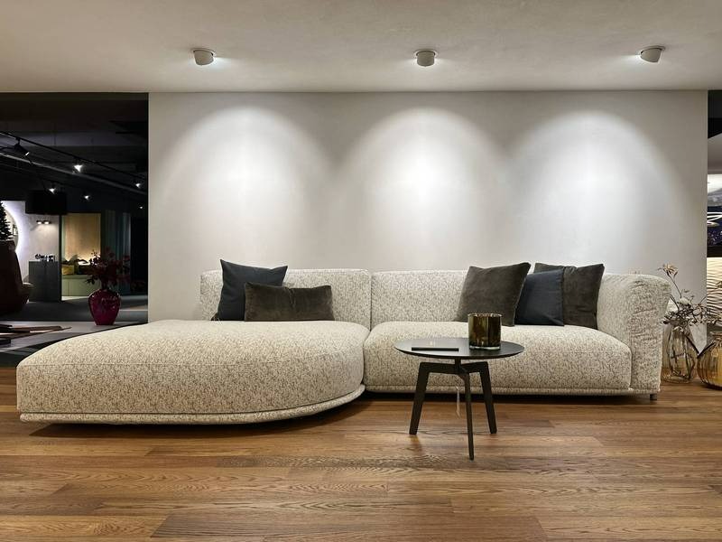 Organisch geformtes Sofa, minimalistischer Stil.